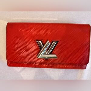 Louis Vuitton Epi Twist Red Wallet with Silver Logo